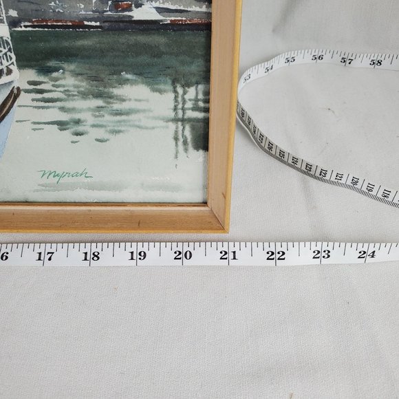 FRAMED NEWMAN MYRAH WATERCOLOR, Portland, Oregon Dock, Harbor - Picture 6 of 11